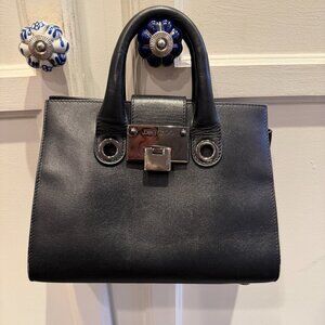 Jimmy Choo Riley Small Black Leather Suede Crossbody Purse COA incl.